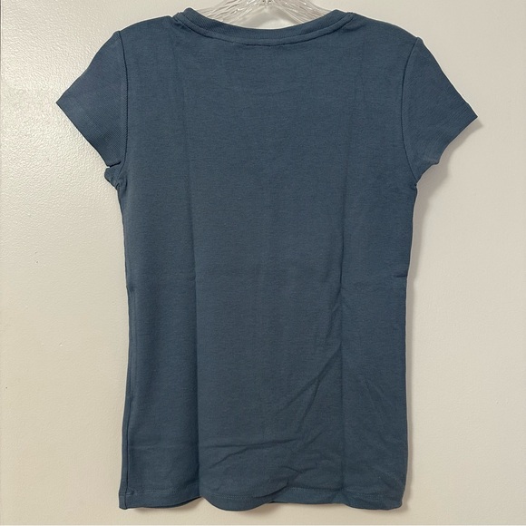 Club Monaco Ribbed Tee Blue - Picture 2 of 3